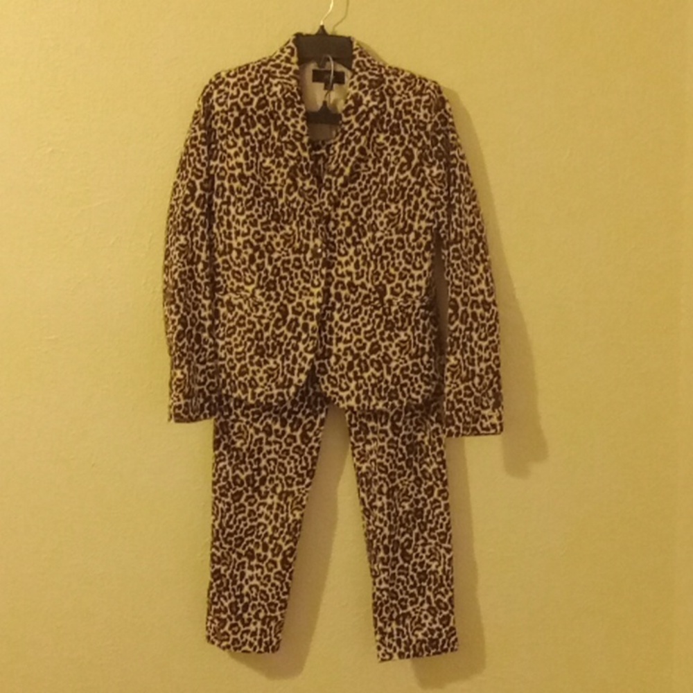 J Crew leopard suit size small blazer size four pants